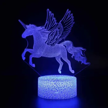 

Drop Shipping Pegasus 3D LED Night Light Touch/Remote 16 Colors Table Lamp Atmosphere Lighting Creative Cartoon House USB Lights