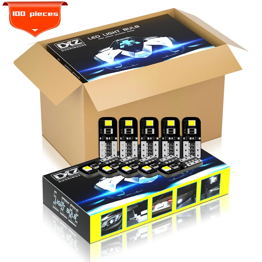 DXZ 100 шт. W5W светодиодный T10 Светодиодные лампы Canbus 168 194 2-SMD белый Автомобильный