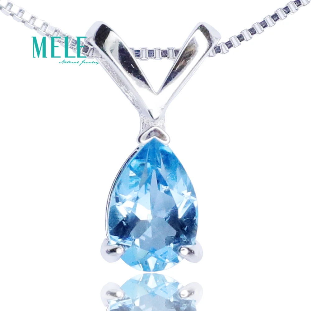 

Natural Blue Topaz Pendant Necklace Pendant pendant jewelry water drop shape 6 * 9mm fashion trend charm boutique jewelry