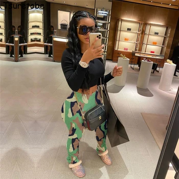 

Tsuretobe Plus Size Stacked Sweatpants Women 2020 Streetwear Joggers High Waist Camo Ruched Pants Clothes Casual Trousers Female