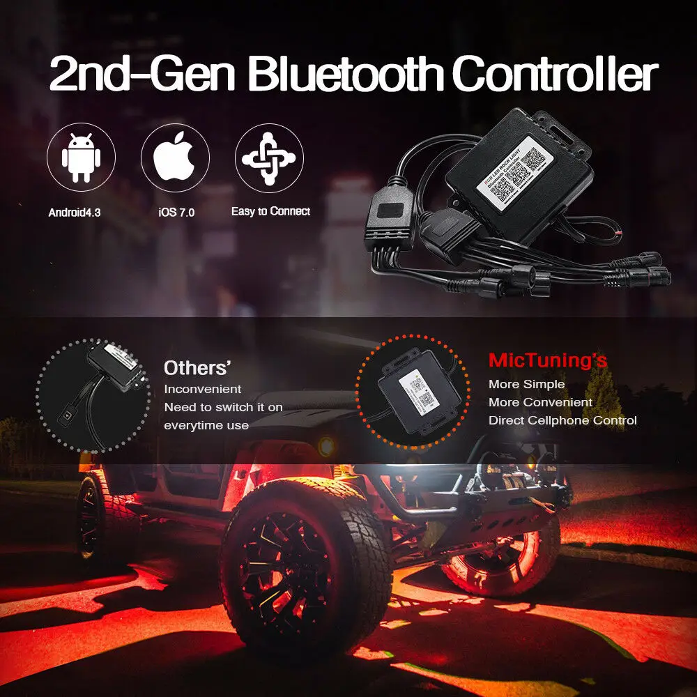 MICTUNING 8 капсул/комплект RGB светодиодный Рок светильник Управление работы при