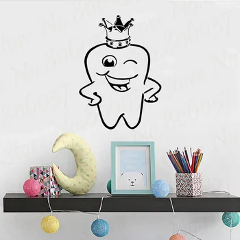 

Tooth Crown Wall Stickers Stomatology Dentistry Logo Decals Home Decor Bathroom Kids Room Vinyl Decal for Dental Clinic WL1867