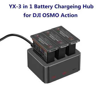 

YX 3 in 1 USB Charger Type-C Charging Port Battery Charging Box Adapter Portable for DJI OSMO Action Sport Camera Accessories