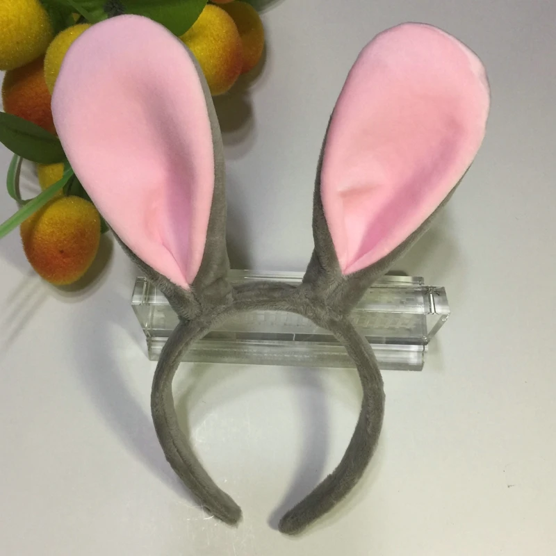 High Quality Plush Pink Rabbit Ears Headband Wool Hair Band Animal Cartoon Halloween Party Festival Headbands Hair Accessories