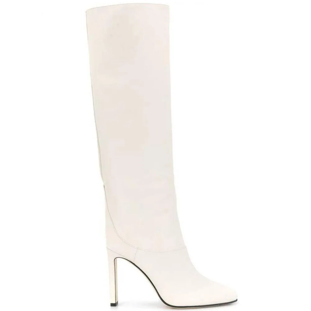 Cena Karinluna wysokiej jakości 2020 wysokie obcasy 4 kolory buty kobieta buty kobiece kwadratowe Toe Slip On buty do kolan kobiet buty