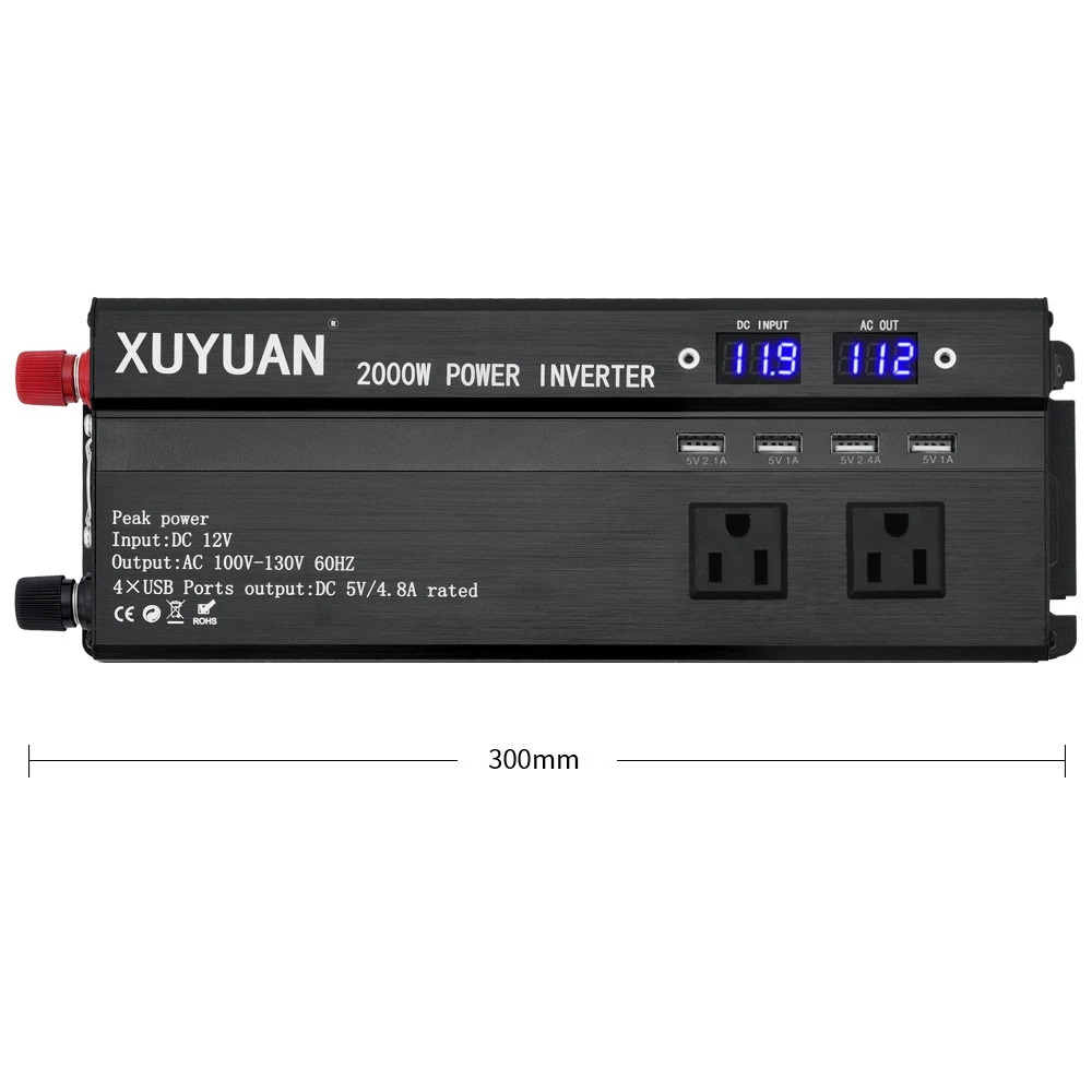 4USB порт инвертор 2000 Вт DC 12 В/24 В к AC 110 В 60 Гц автомобильный инвертор зарядное устройство конвертер адаптер инверсор