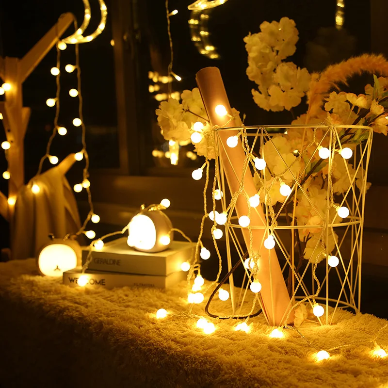 

LED Cherry Ball Fairy String Lamp Battery USB 220V 110V Operation Wedding Christmas Outdoor Room Garland Decoration
