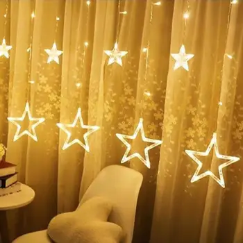 

Star Curtain Light Plug-In Decoration Light String Christmas Home Garden Lights Christmas Tree Decorations Merry Christmas Gift