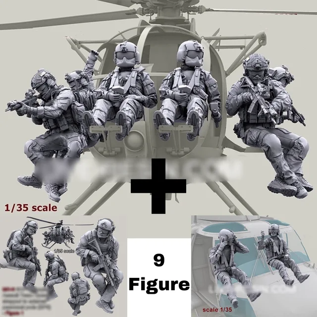 1/35 Resin Model Figure GK，Modern military theme (9PCS/set,There are no planes) Unassembled and unpainted kit 1