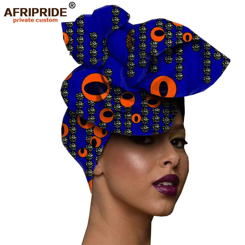 Африканская мода, повязка на голову для женщин, AFRIPRIDE, bazin richi, высокое качество, хлопок, воск, принт, Женская бандана A19H001 - Цвет: 498