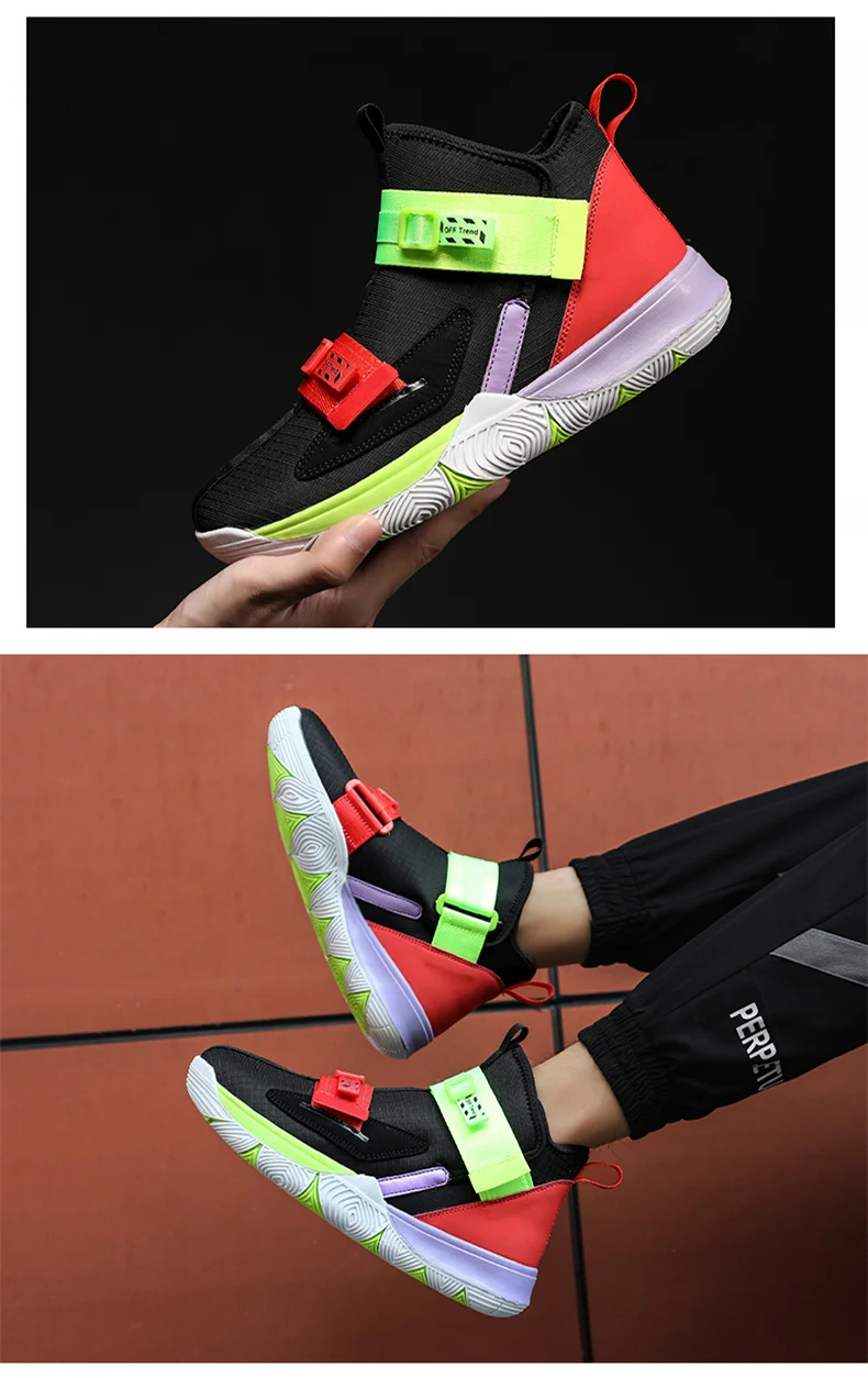 Новинка; Модные Цветные дышащие баскетбольные кроссовки Lebron 13 без шнуровки; мужские баскетбольные кроссовки на лодыжке; опорное кольцо; LBJ 13; мужские баскетбольные кроссовки