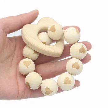 

Baby Nursing Bracelets Wooden Teether Flower Pendant Teething Wood Rattles Toys Teether Montessori Bracelets