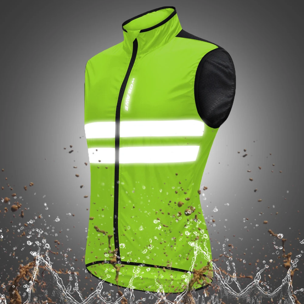 WOSAWE Reflective Cycling Vest Bike Top Breathable Windbreaker High