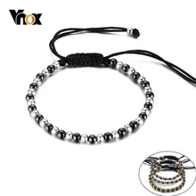 Vnox ручной работы Плетеные веревочные браслеты для женщин мужчин со шнуровкой Размер Регулируемый унисекс бусины нитка бус Браслет Bijoux