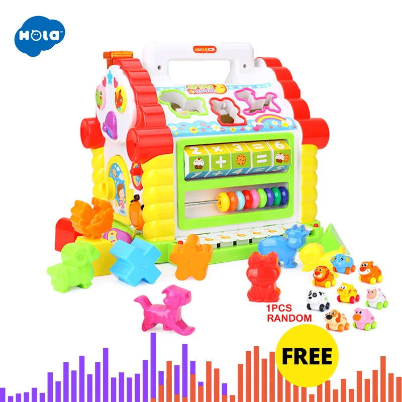 Billig HOLA 739 Multifunktionale Musical Spielzeug Baby Spaß Haus Musical Elektronische Geometrische Blöcke Sortierung Lernen Pädagogisches Spielzeug Geschenke