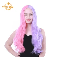 Модный синтетический парик на кружеве, розовый, фиолетовый, светильник, средняя часть, парик 26 дюймов, блонд, длинный шелковый прямой парик для косплея Барби