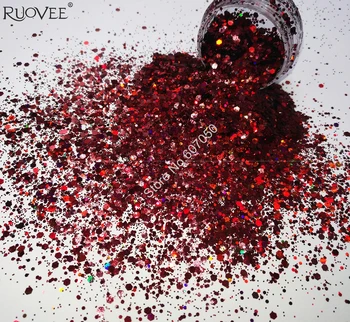

Holographic Laser Wine-Red Nail Glitter Mix Hexagon Paillette Spangle Powder Shape for Nail Art Makeup Facepaint Glitter Craft