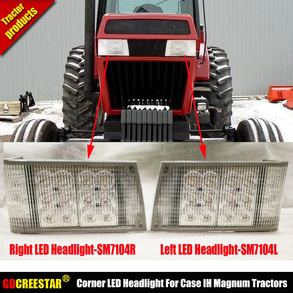 Left & Right Corner Led Headlight For Case Ih Magnum Tractors 7110,7120,7130,7140,7150,7210,220