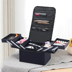 Cosmetics Bag Nail Lipsticks Makeup Handbag Organizer Ladies' Beauty Box Large 3-layers Clapboard Box Portable Pretty Suitcase