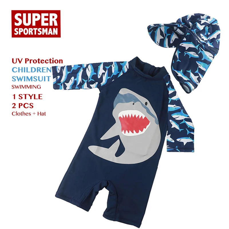 子供漫画のサメ水着子供ワンピース水着ベビー水着uv Prodection水着幼児の少年サーフラッシュガード 子供用ワンピーススーツ Aliexpress
