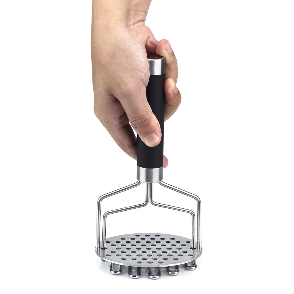 

1pc Stainless Steel Potato Press Baking Tool Pinhole Type Potato Press for Home Restaurant (Silver + Black)