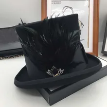 Европейская и американская новая флисовая шляпа 17 см, в стиле ретро шляпа, для сцены, для мужчин и женщин, британский стиль