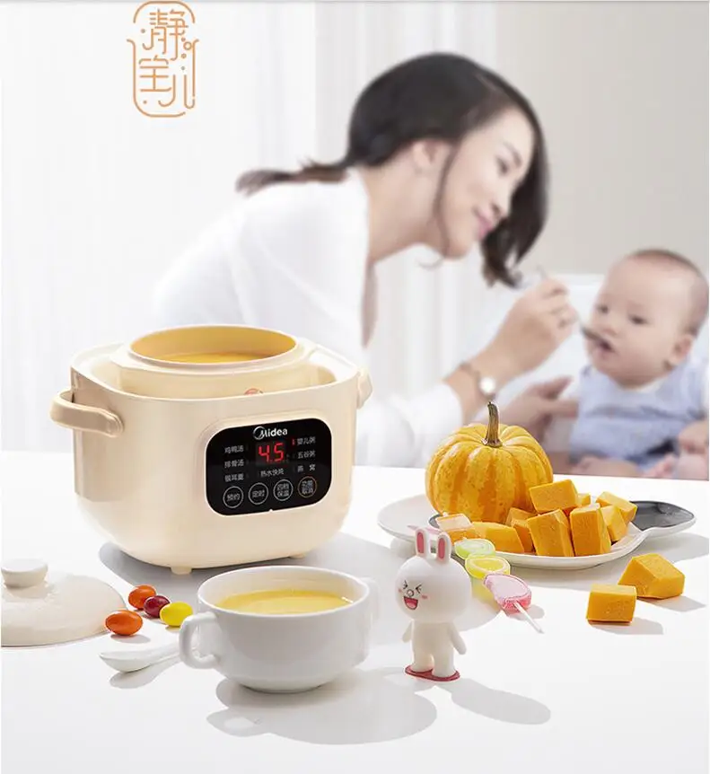 220V 0.8L Ceramic Electric Slow Stewer Household Multi Baby Food Porridge Dessert Cooker Stewing Cooking Pot 3