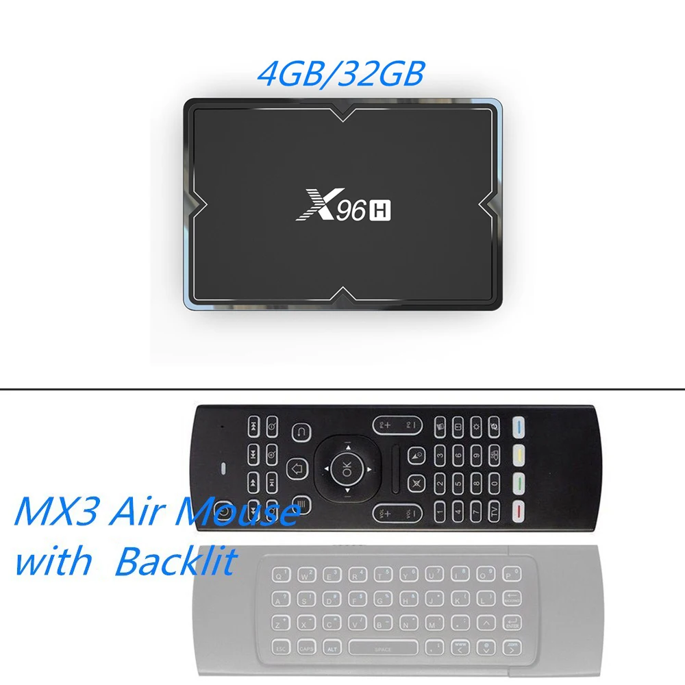 MAAT 4 Гб ОЗУ 64 ГБ Android 9,0 Allwinner H603 Smart tv Box четырехъядерный 2 Гб 16 Гб Rom Netflix Youtube Wifi 1080P 4K телеприставка X96H - Цвет: 4GB 32GB MX3 Backlit