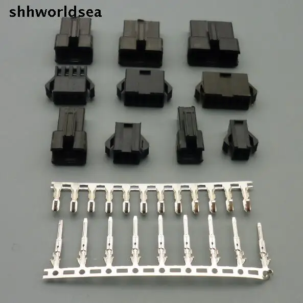 shhworldsea 100 Sets JST 2.54mm SM 2P 3P 4P 5P 6P Way Multipole Connector plug With ternimal male and female | Автомобили и