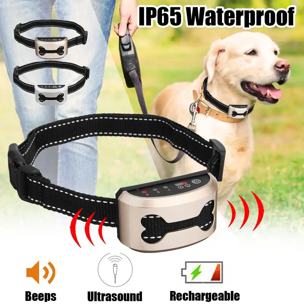 PetDogAntiBarkCollarControlTrainRechargeableIP65Waterproof