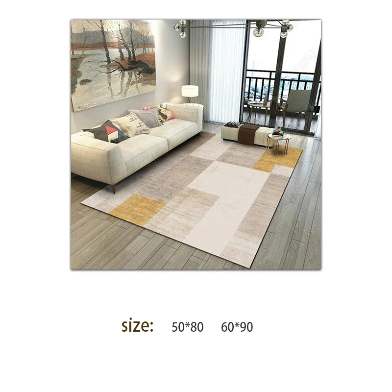 Geometric Printed Carpet Anti-slip Sofa Area Rug Rectangular Washable Floor Mat Bedroom Bedside Mat Living Room Bedroom Hallway