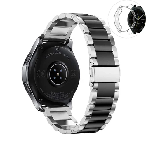 silver black 22 мм/20 мм ремешок для часов samsung galaxy watch active 46 мм gear S3 ремешок из нержавеющей стали ремешок для часов металлический браслет+ чехол - Цвет ремешка: silver black