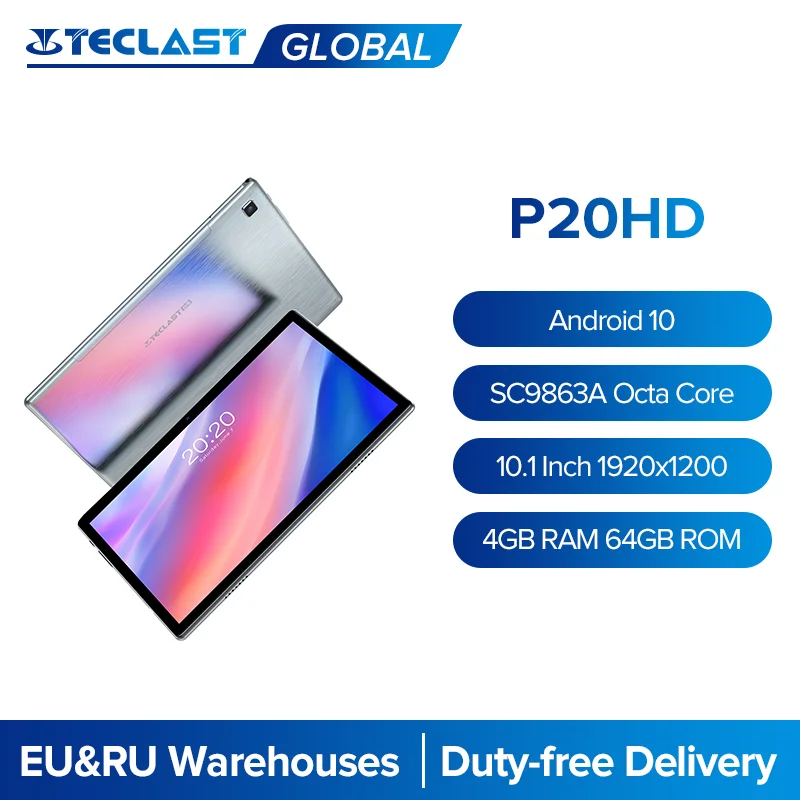 Teclast P20HD 10,1 Tablet Android 10,0x1920x1200 SC9863A Octa Core 4GB RAM 64GB ROM Dual 4G Phablet AI velocidad-tabletas PC