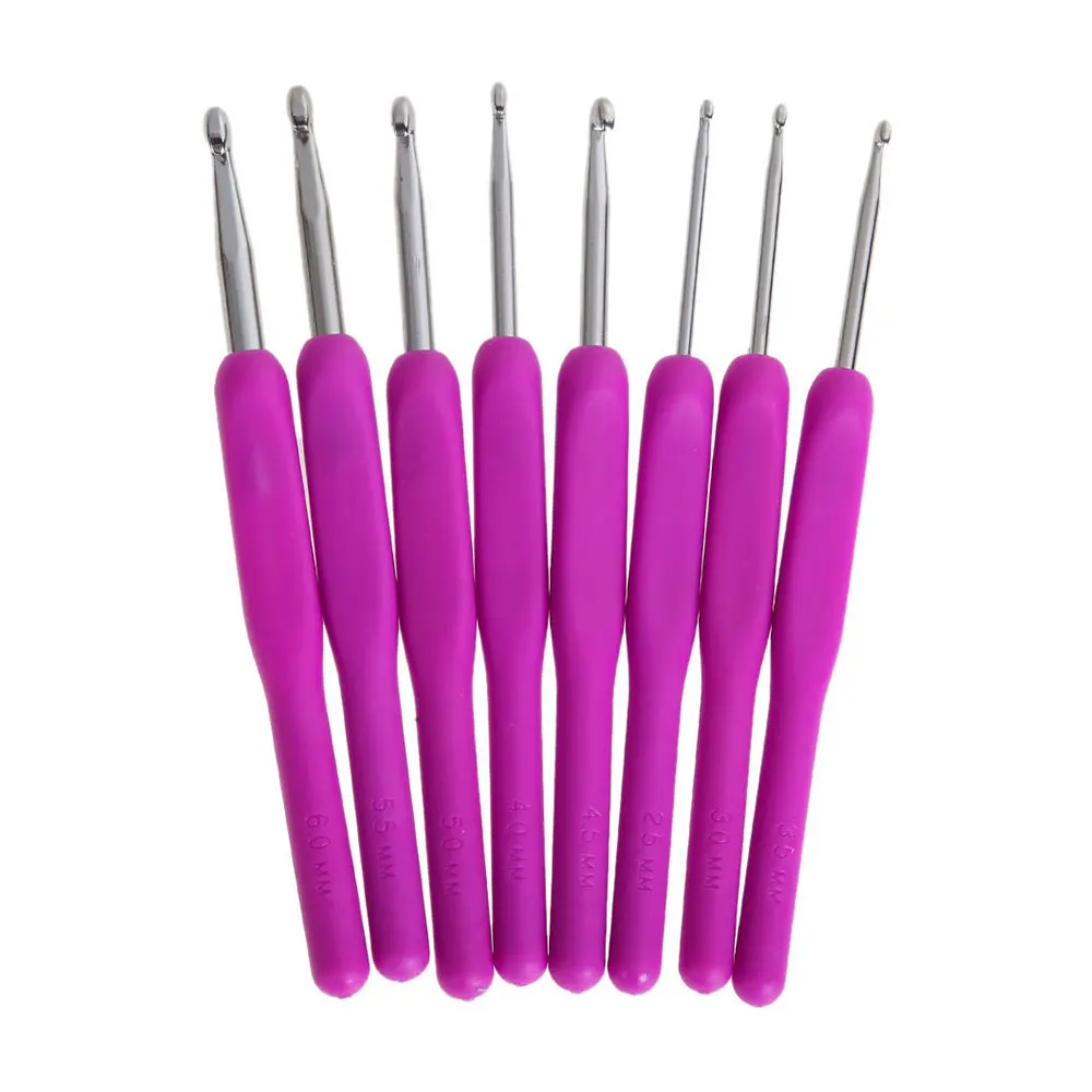 Purple 8 шт. ручка* Крючки для вязания крючком плетение ремесло вязальные наборы цветы металлические - Цвет: Purple