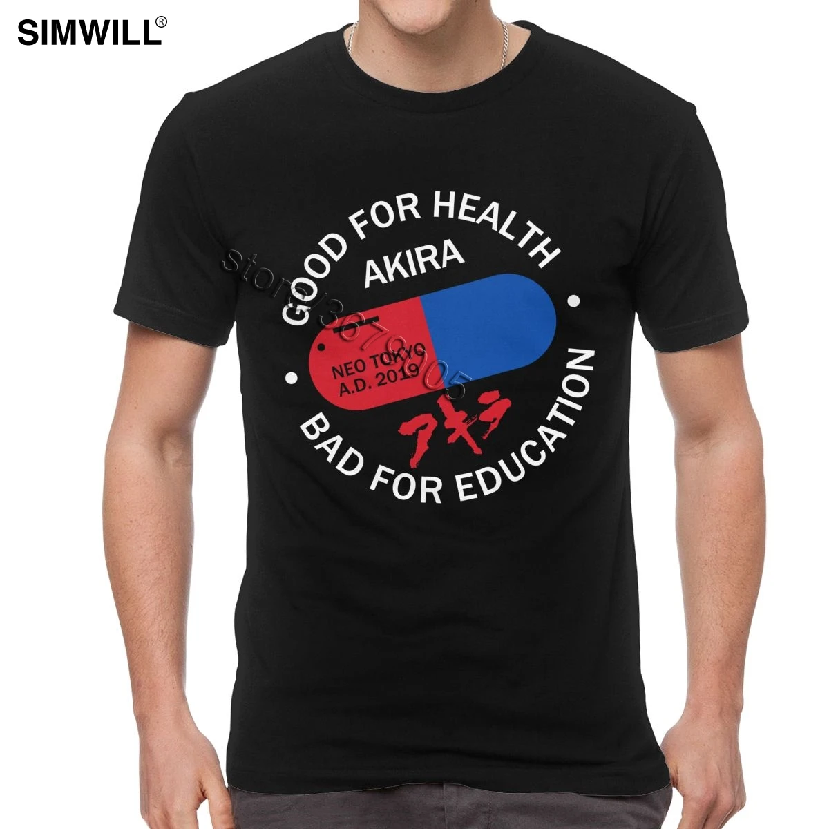 Men's Neo Tokyo T-shirt Akira Tee Shirts Cute Short Sleeve Soft Cotton Leisure Tshirt Round Neck Slim Fit Clothes |