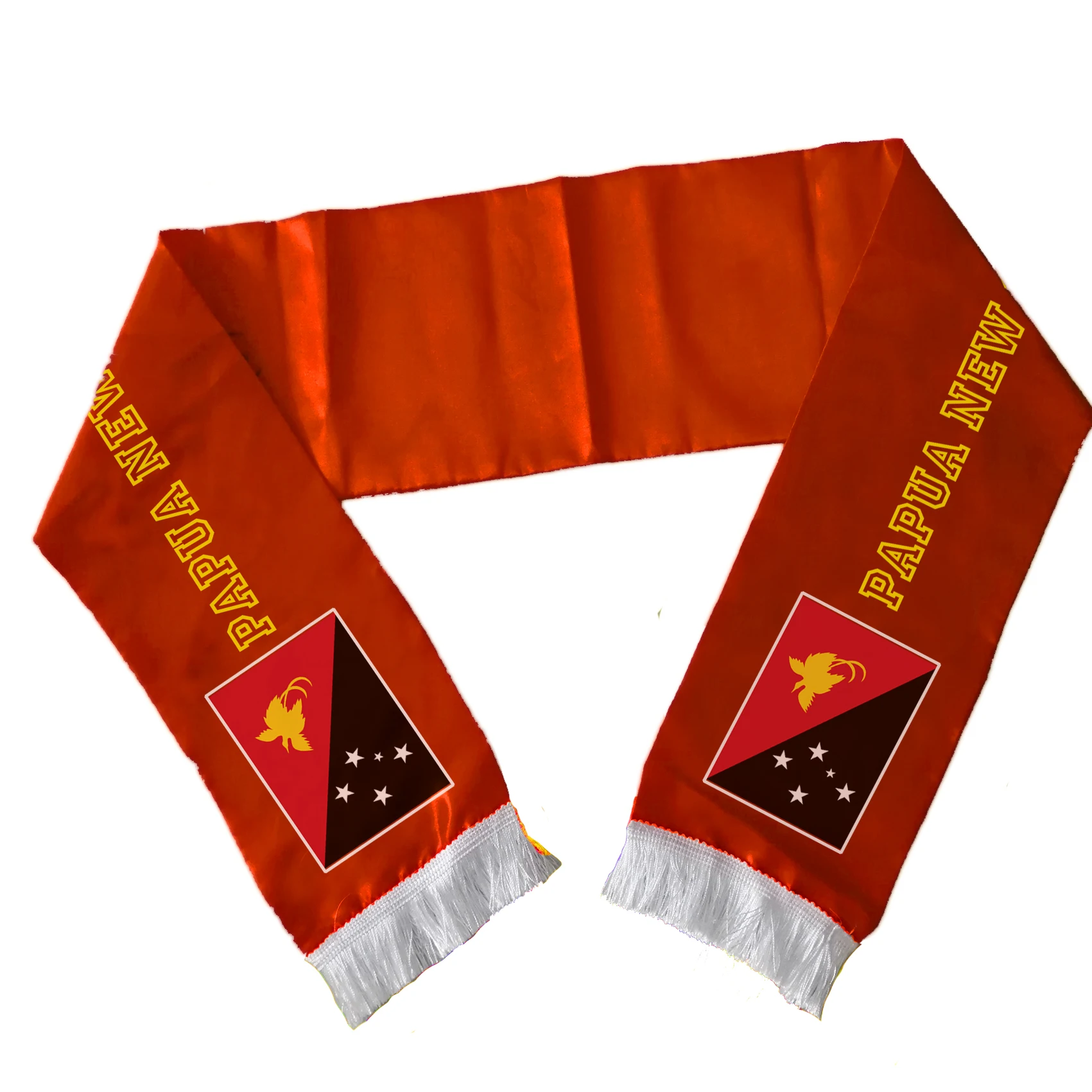 

High Qaulity silk Satin PAPUA NEW GUINEA national logo scarf 2018 Russia World Cup National Flag Printed Football Fan Scarf