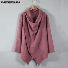 INCERUN, мужские тренчи с длинным рукавом, одноцветные,, уличная одежда, панк стиль, мужские плащи, Ретро стиль, китайские неровные куртки, накидка размера плюс