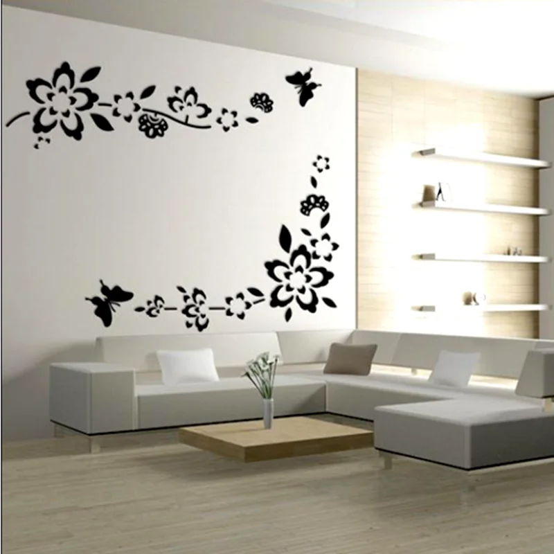 DIY Wall Art Decal For Living Room Romantic Flower Wall Decals