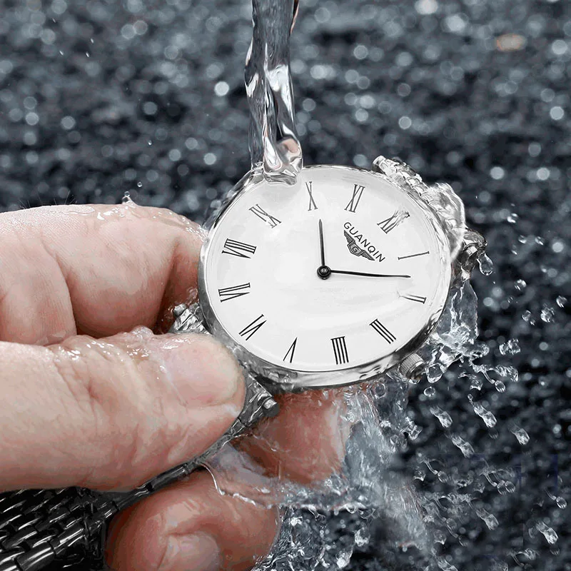 

GUANQIN Watches men New Fashion designer Original brand Sapphire waterproof ultra thin 6mm Simple Men quartz wristwatch