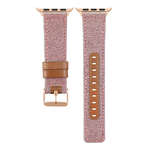 rose gold Canvas Genuine Leather strap For apple watch 5 4 3 band 44mm/40mm/42mm/38mm iwatch band clock correa bracelet watch Accessories - Цвет ремешка: rose gold