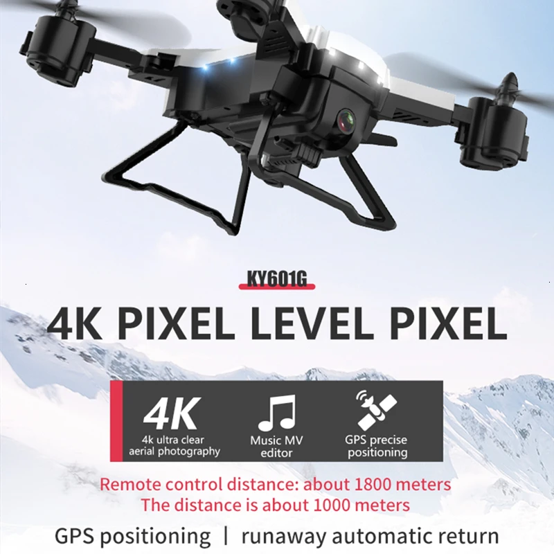 Радиоуправляемый Дрон KY601G GPS Квадрокоптер с камерой 4K HD 2000 метров дистанционный