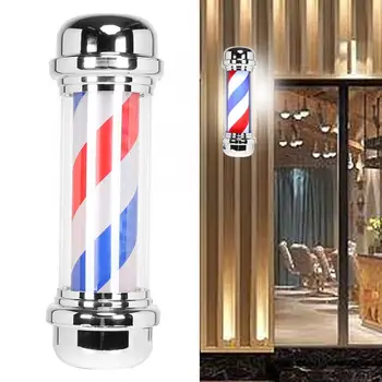 

71cm/28.0inch Barber Shop Pole Red White Blue Rotating Light Stripe Sign Hair Salon Lamp Barber Accessories for Salon Shop