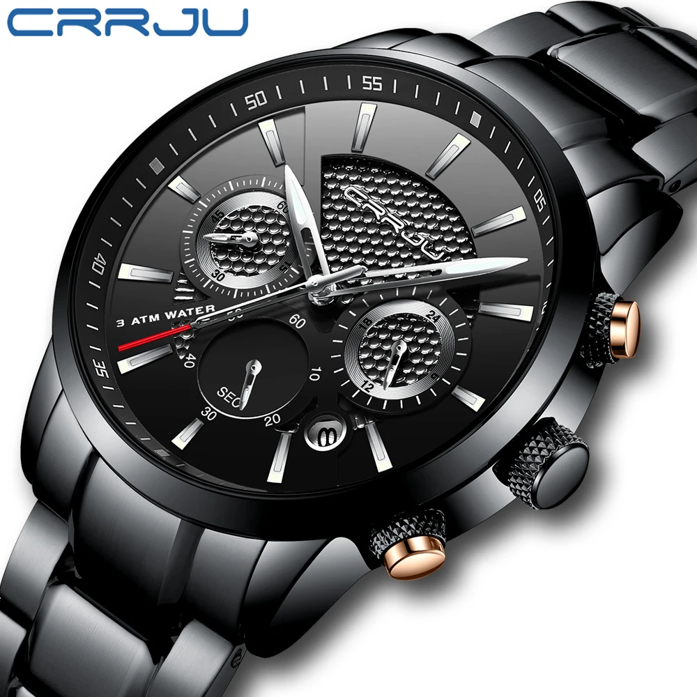 CRRJU классические ходовые Стальные Ремешки версии мужские часы бизнес из