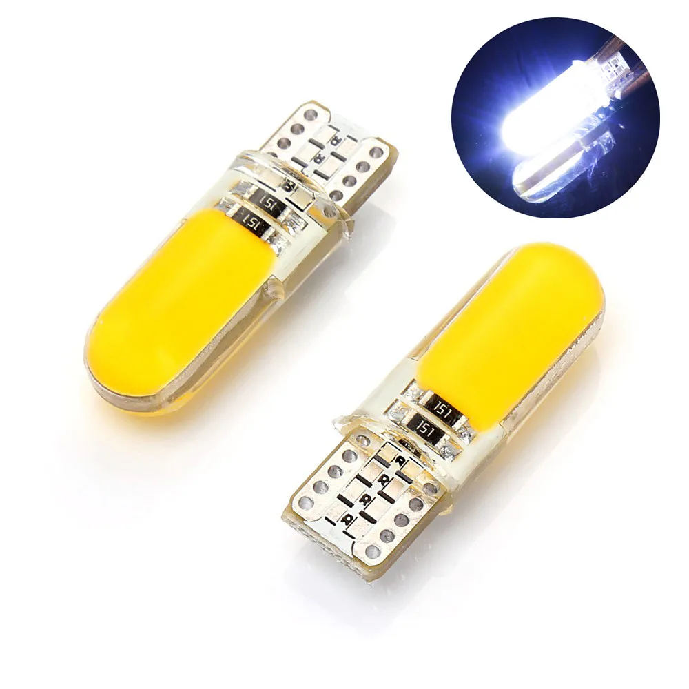 2 шт. универсальная лампа W5W T10 194 COB автомобильный светильник 12SMD силиконовая белый