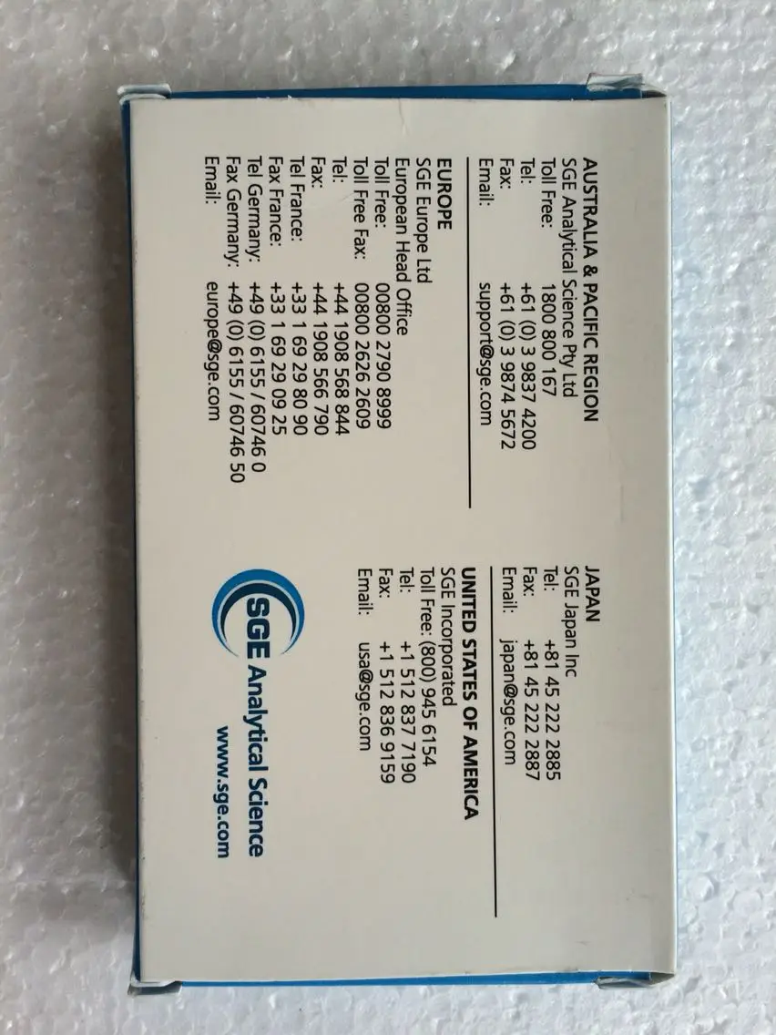 

Для импортной SGE инъекционной септы заменить Agilent 5183-4759