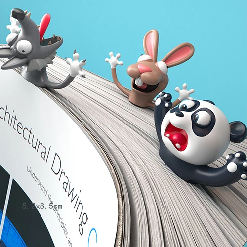 Новинка 3D закладки в виде животных креативные Мультяшные кота кролика панды для
