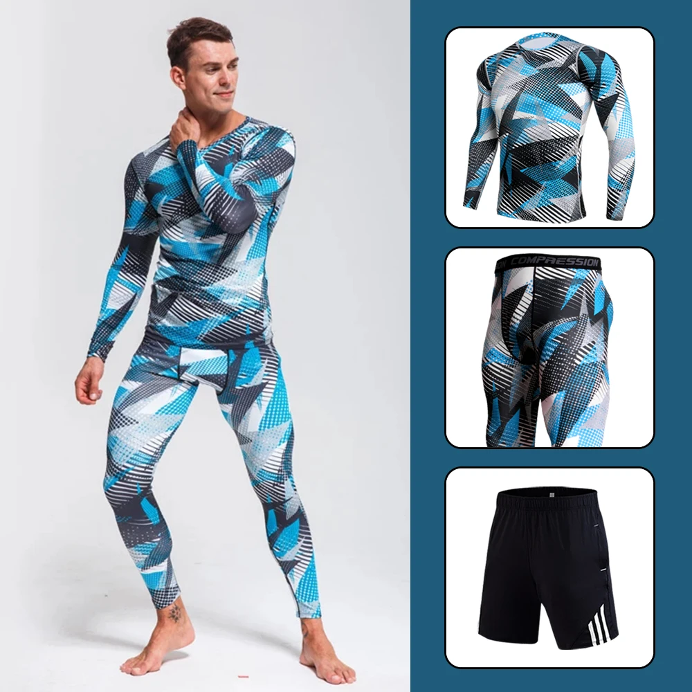 

Men's Mutifunctional Sports Suits Dry Fit Running Clothing Outdoor Breathable Athletic Training Set Yoga Sportswear