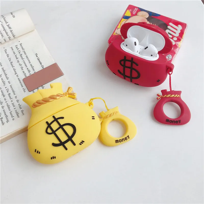 

For AirPods 1 2 Case Cute 3D Cartoon Money US Dollar Earphone Case For Apple Airpods Case Soft Silicone Protect Cover Funda