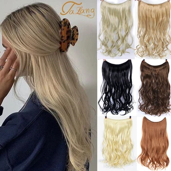 

TALANG100g Wave Hair Extensions Invisible Ombre Bayalage Synthetic Natural Hidden Secret Wire Crown Grey Pink hair