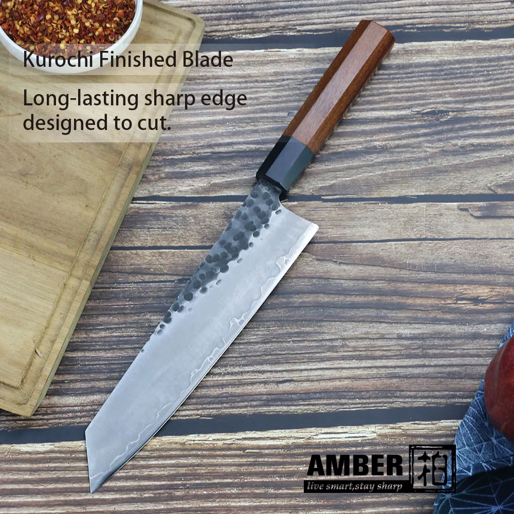 Янтарный японский нож ручной работы Kiritsuke инструменты для готовки шеф повара